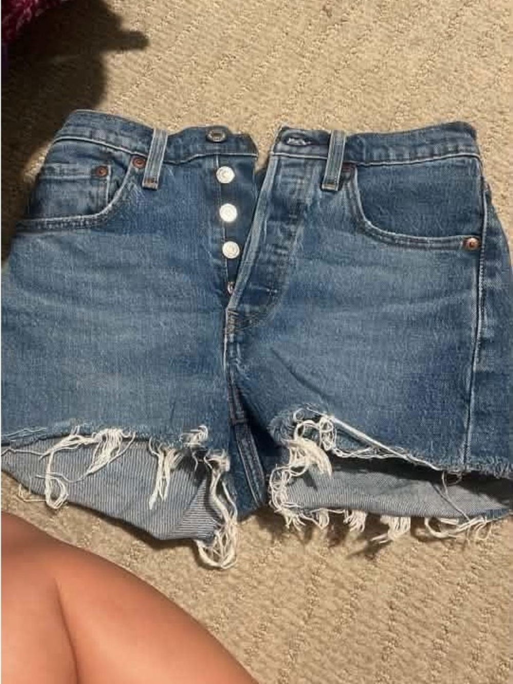 Levi's Blue Distressed Denim Cutoff Shorts